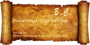 Balatonyi Cipriána névjegykártya